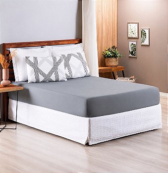 Jogo de Cama Gold Casal 3 Peças Percal 200 Fios Cinza