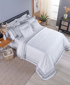 Cobre Leito Royale King 3 Peças – Percal 400 Fios 100% Algodão