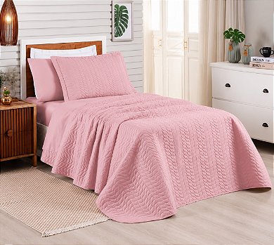 Cobre Leito Solteiro Criarte Matelassado 2 Peças – Rosa | Conforto, Elegância e Praticidade