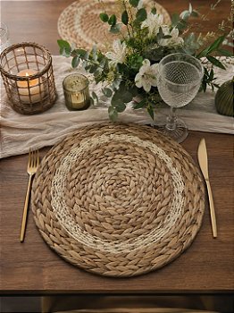Sousplat Rattan Redondo 38cm em Fibra Natural