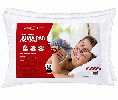 Par de Travesseiros Juma Percal 200 Fios 100% Algodão – 70x50cm