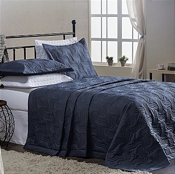 Cobre Leito Bali Queen Percal 180 Fios – Azul | Juma Enxovais