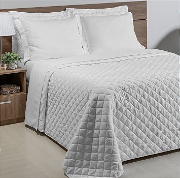 Cobre Leito Queen Juma Platino Branco Matelassado 3 Peças