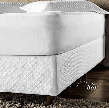 Saia Cobre Box Solteiro Matelassada Juma Enxovais Prática Palha e Branca