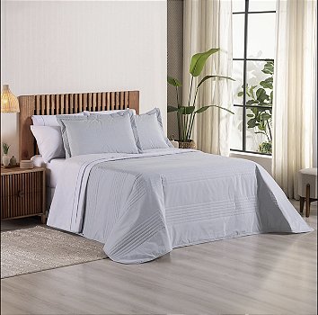 Cobre Leito King Percal 200 Fios Juma Premier Cinza Matelassado 3 Peças