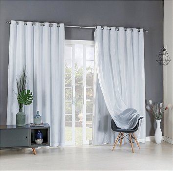 Cortina Blackout com Voil Argus Juma Branca 2,00m x 1,60m