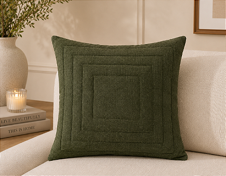 Almofada Bouclé Verde Escuro Mademoiselle 50x50 cm com Pastilha Perfumada
