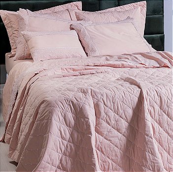 Kit Cobre Leito King Cristaly Juma Percal 200 Fios Bordado Rose 03 Peças
