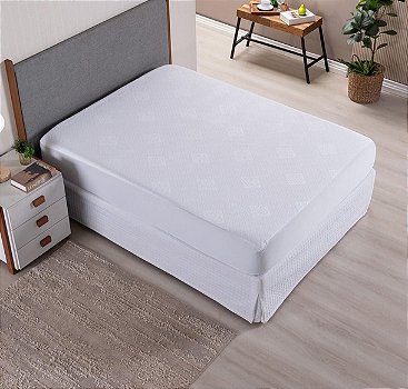 Protetor de Colchão Impermeável King Comfort Juma Branco — 40cm de Altura