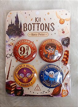 Kit de Bottons Harry Potter 8 peças