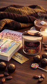 "A fantástica fábrica de chocolates" - Vela artesanal com aroma de CHOCOLATE BELGA - 100g.