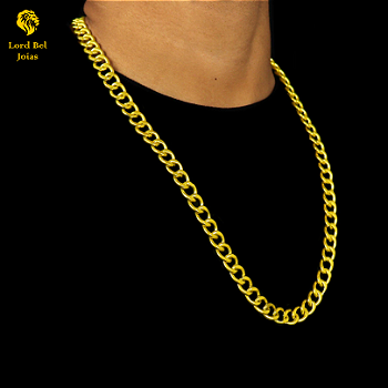 Corrente Grumet Pitbull 18mm em Ouro Nórdico Brilho 18k - Cordão Masculino de Mo
