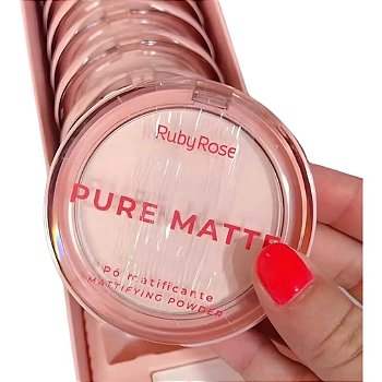 Pó Compacto Matificante Ultrafino Pure Matte Ruby Rose com Esponja Puff