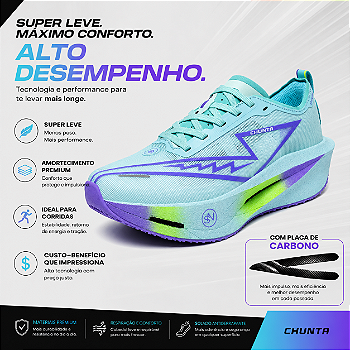 Tênis de Corrida com placa de Carbono Chunta responsivo Azul