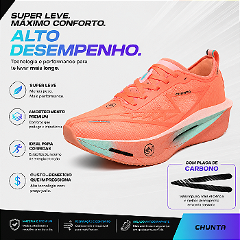 Tênis de Corrida com placa de Carbono Chunta responsivo Laranja