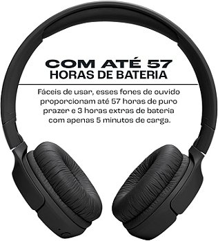 Fone de Ouvido JBL Tune 520BT Bluetooth Sem Fio Preto