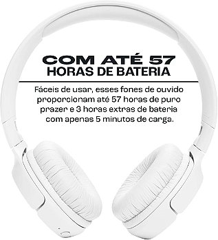 Fone de Ouvido JBL Tune 520BT Bluetooth Sem Fio Branco