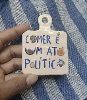 Placa Decorativa Cerâmica Esmaltada Pequena