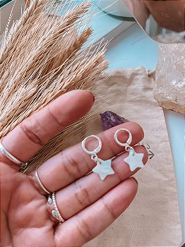 Argolinhas Star prata madreperola natural