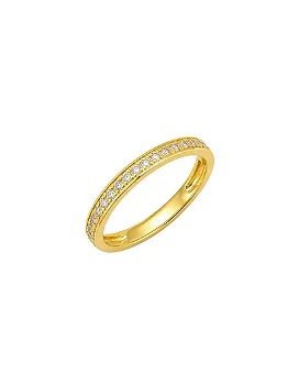 Anel Aparador Aliança Microzircônia Folheado a Ouro 18k, Prata 925 e Diamante - Cristal