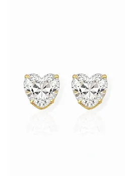 Brinco Folheado a Ouro 18k e Prata Coração Cristal