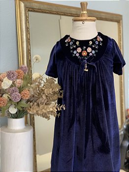 Vestido Marinho Veludo Roana