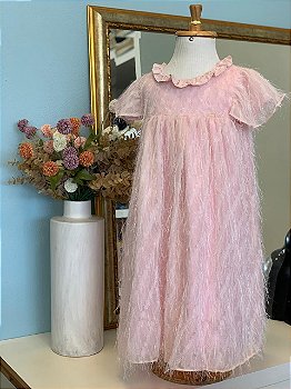 Vestido Rosa Plumas Roana