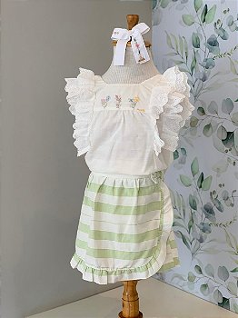 Bata c/ Short Saia Verde Roana