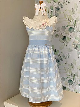 Vestido Azul Listrado Roana