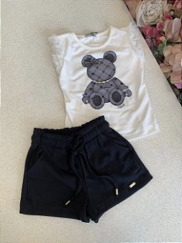 Conjunto Urso Short Preto Infanti
