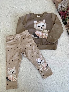 Conjunto Moletom Cachorrinho Marrom Infanti