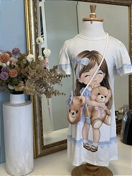 Vestido Malha c/ Bolsa de Urso Infanti