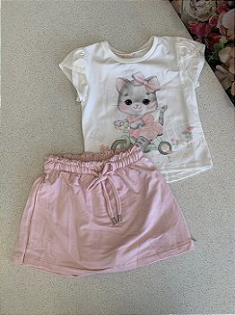 Conjunto Gatinha Malha Rosa Infanti