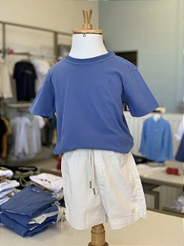 Conjunto Camiseta Azul e Short Sarja Areia Dudes