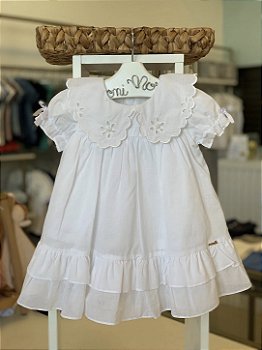 Vestido Batizado Gola Peter Pan Branco Roana