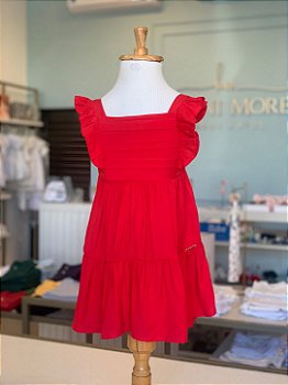 Vestido Alça Vermelho Escuro Infanti
