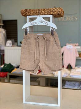 Bermuda Mini Linho Chambray - Khaki Dust Reserva