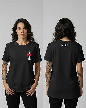 Camiseta Rosa e Tridente Exú