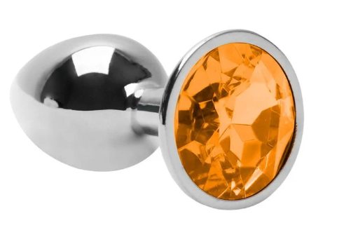 Plug Anal Metálico Cromado Tamanho G com Joia de Cristal Brilhante