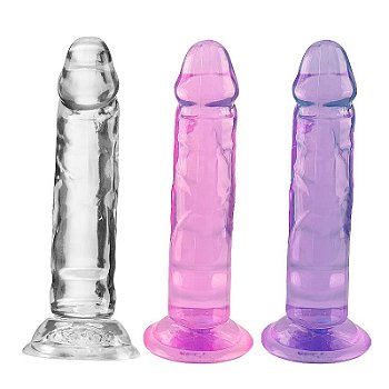 Dildo Realístico Em Silicone Com Ventosa Jelly Translúcido 13cm