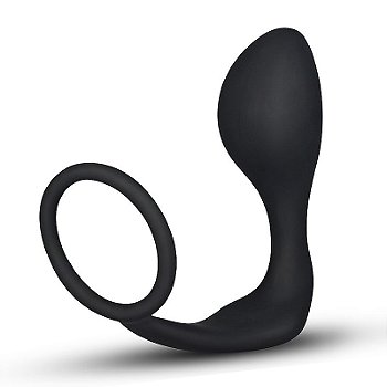 Estimulador de Próstata em Silicone Anatômico com Anel Peniano