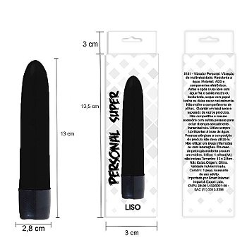 Vibrador Clássico Personal Liso 13cm Multivelocidade Preto