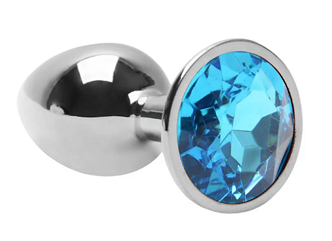 Plug Anal Metálico Cromado Tamanho G com Joia de Cristal Brilhante