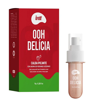 Gel de Massagem Beijável Ooh Delícia Calda Picante Morango Azedinho 11g Intt