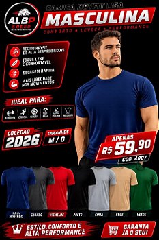 Camisetas Masculino Dry Fit Liso