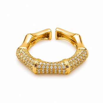 Anel regulável bamboo folheado dourado
