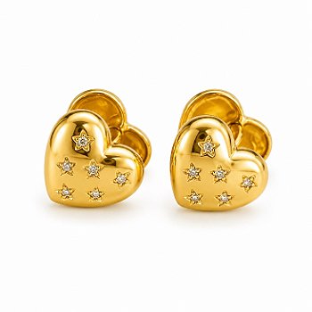 Brinco Argola Coração Duplo Dourado