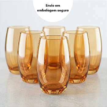 Jogo com 6 copos de vidro Long Drinks 470ml