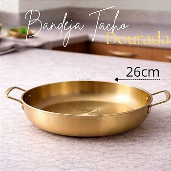 Bandeja Dourado de Aço inox Travessa Multiuso