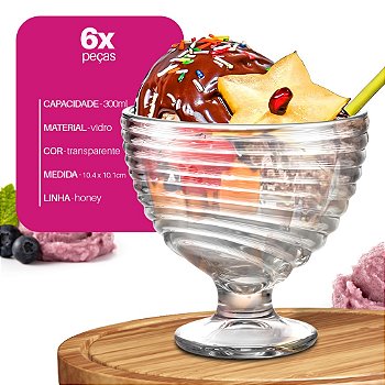 Conjunto de Taças de Vidros Lapidados 230ml Para Sobremesa